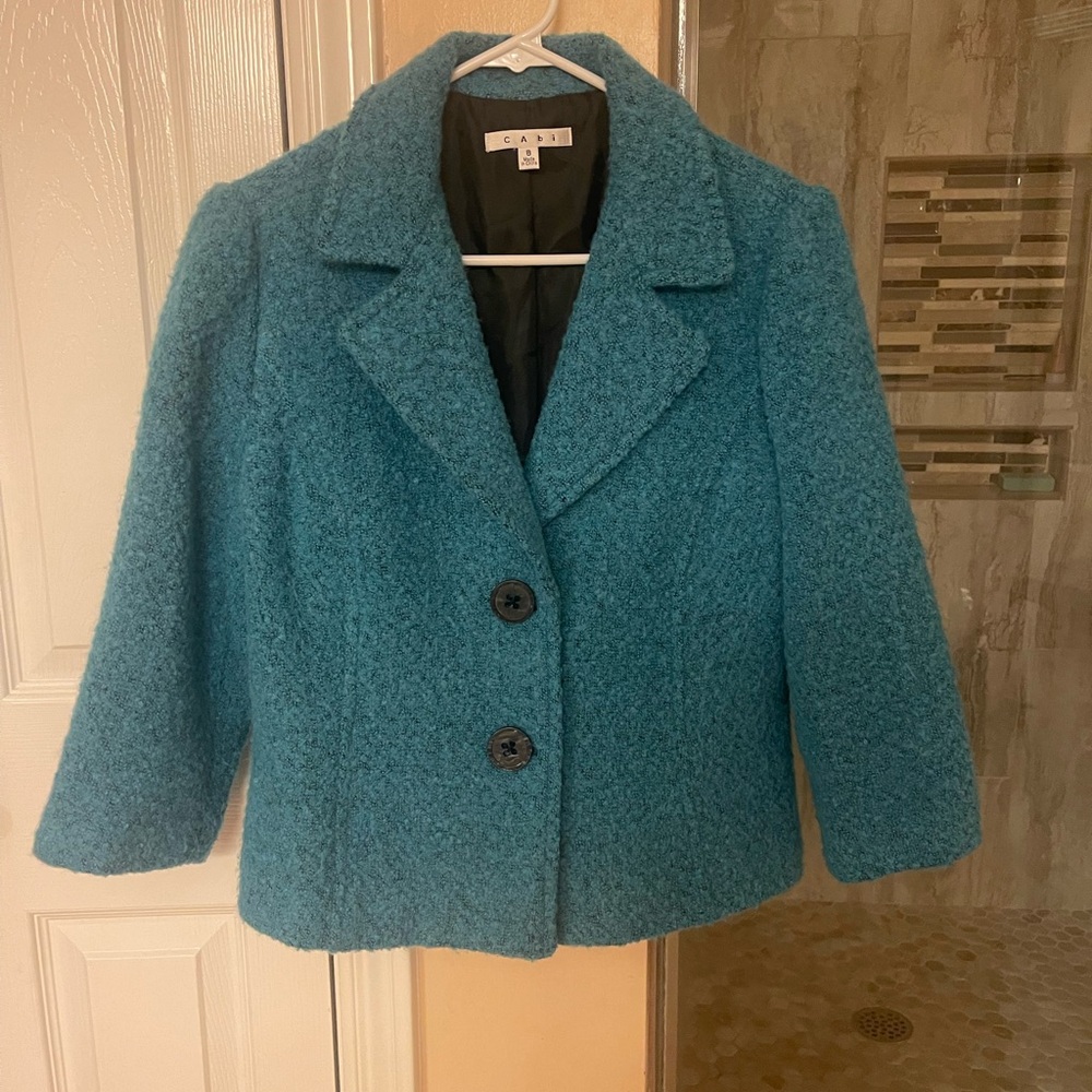 CAbi Teal Cropped Blazer